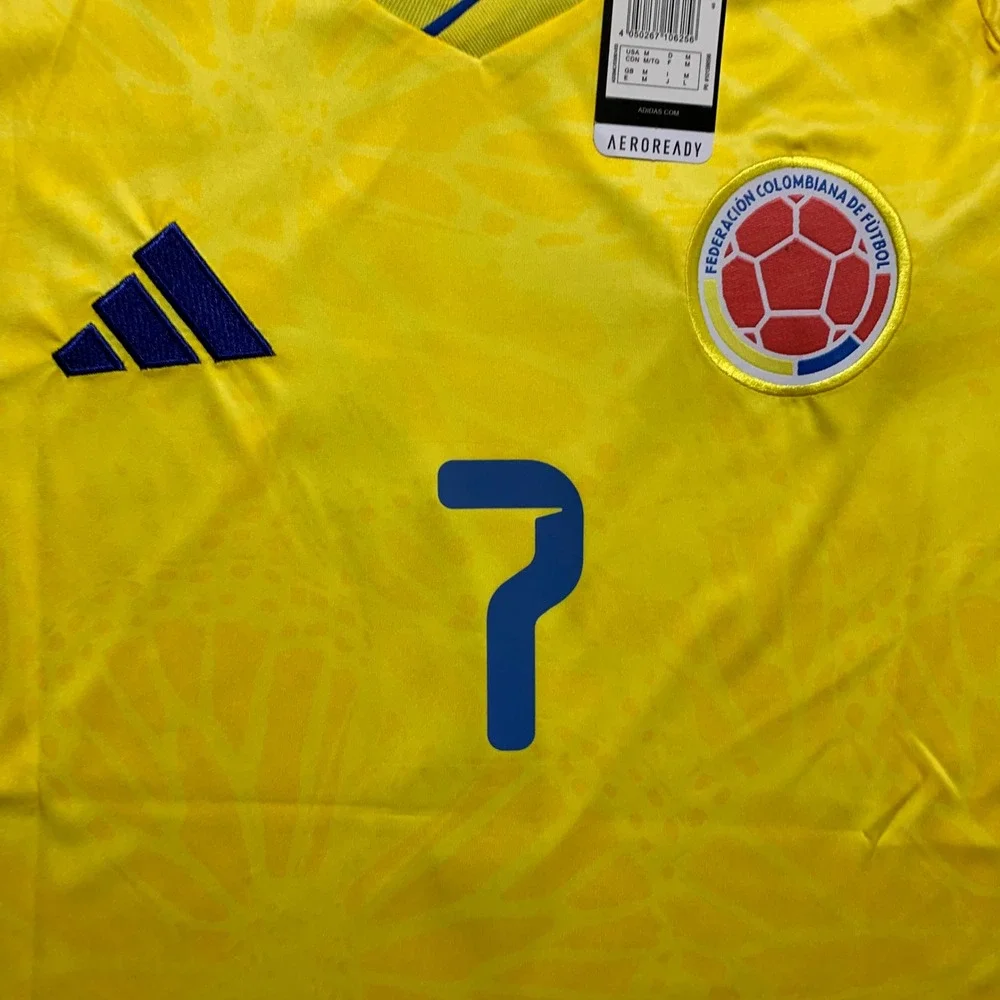 Adidas Colombia Luis Diaz 7 Soccer Jersey Mens M Yellow New Home Shirt AEROREADY